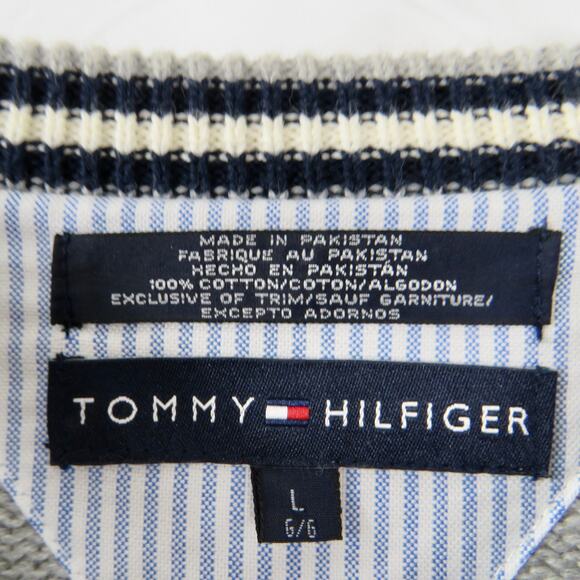 Tommy Hilfiger Men's Preppy Classic Gray Knit Crewneck Pullover Sweater Large - Picture 4 of 4